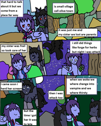 Size: 1256x1572 | Tagged: safe, artist:ask-luciavampire, oc, oc only, oc:ruka vesper, oc:zane vesper, pony, undead, vampire, vampony, backstory, bite mark, blood, comic, tumblr, tumblr:ask-myth-melody-ponys, vampire bite