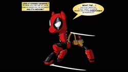 Size: 1920x1080 | Tagged: safe, pony, deadpool, marvel, ponified, weapon