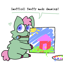 Size: 1280x1280 | Tagged: safe, fluffy pony, cute, fluffy pony original art, looking at someone, paintbrush, painting, solo