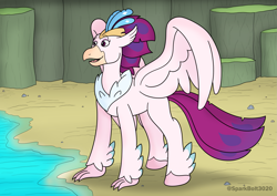 Size: 2283x1614 | Tagged: safe, artist:sparkbolt3020, queen novo, hippogriff, g4, my little pony: the movie, beach, commission, hippogriff to human, pre-transformation, story included, transformation, transformation sequence