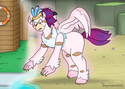 Size: 2283x1614 | Tagged: safe, artist:sparkbolt3020, queen novo, human, g4, my little pony: the movie, commission, hippogriff to human, humanized, reality shift, story included, transformation, transformation sequence