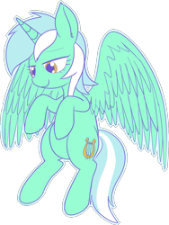 Size: 1073x1429 | Tagged: safe, artist:mcsadat, lyra heartstrings, alicorn, pony, ask lyra pony, g4, alicornified, lyracorn, race swap, simple background, smiling, solo, spread wings, transparent background, wings