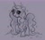 Size: 2297x2054 | Tagged: safe, artist:confetticakez, izzy moonbow, pony, unicorn, g5, cute, female, gray background, high res, izzybetes, long mane, looking at you, mare, monochrome, open mouth, open smile, raised hoof, simple background, smiling, smiling at you, sparkles, unshorn fetlocks