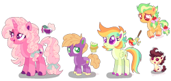 Size: 1084x516 | Tagged: safe, artist:shebasoda, little mac, oc, oc only, oc:apple spice, oc:ginger gold, oc:pristine apple breeze, oc:red june, earth pony, pegasus, pony, unicorn, g4, baby, baby pony, body freckles, body markings, bow, brother and sister, coat markings, colored eartips, colored eyelashes, colored hooves, colored pupils, colored wings, colored wingtips, colt, cousins, diaper, ear freckles, earth pony oc, eyeshadow, facial markings, female, filly, foal, folded wings, freckles, green eyes, hair bow, headcanon, horn, leg freckles, lidded eyes, looking at you, looking down, looking up, magenta eyes, magical lesbian spawn, makeup, male, mare, messy hair, messy mane, messy tail, nervous, nervous smile, next generation, offspring, open mouth, pale belly, parent:apple bloom, parent:applejack, parent:big macintosh, parent:pipsqueak, parent:rainbow dash, parent:sugar belle, parents:appledash, parents:pipbloom, parents:sugarmac, pegasus oc, ponytail, purple eyes, red eyes, siblings, simple background, sisters, sitting, smiling, socks (coat markings), spread wings, standing, tail, teenager, transparent background, unicorn oc, unshorn fetlocks, wings