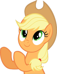 Size: 1005x1286 | Tagged: safe, artist:rosasaav, applejack, earth pony, pony, g4, cute, female, green eyes, hat, jackabetes, missing freckles, simple background, smiling, solo, transparent background, vector