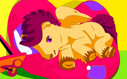 Size: 4800x3000 | Tagged: safe, scootaloo, g4, cute, cutealoo, gimp, pillow, scooter