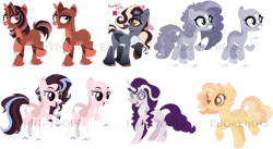 Size: 1208x662 | Tagged: safe, artist:edgeyboiss, oc, oc only, dracony, earth pony, hybrid, pegasus, pony, unicorn, bald, base used, chest fluff, coat markings, colored hooves, curved horn, earth pony oc, facial markings, female, freckles, grin, horn, horns, interspecies offspring, lidded eyes, mare, obtrusive watermark, offspring, open mouth, pale belly, parent:applejack, parent:big macintosh, parent:caramel, parent:cheese sandwich, parent:flash sentry, parent:fluttershy, parent:pinkie pie, parent:rainbow dash, parent:rarity, parent:soarin', parent:spike, parent:twilight sparkle, parents:carajack, parents:cheesepie, parents:flashlight, parents:fluttermac, parents:soarindash, parents:sparity, pegasus oc, raised hoof, simple background, smiling, snip (coat marking), socks (coat markings), star (coat marking), transparent background, unicorn oc, unshorn fetlocks, watermark