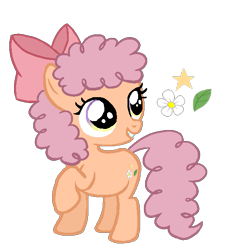 Size: 599x638 | Tagged: safe, artist:labyrinthine, oc, oc only, oc:april, earth pony, pony, base used, bow, curly mane, hair bow, kids, month ponies, pink mane, purple eyes, simple background, solo, transparent background, yellow eyes