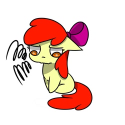 Size: 680x680 | Tagged: safe, artist:루티노, apple bloom, earth pony, pony, g4, female, filly, foal, looking down, pouting, simple background, sitting, solo, white background