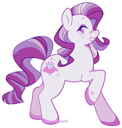 Size: 1174x1227 | Tagged: safe, artist:beetlepaws, crowning glory, pony, g3, freckles, hoof heart, multicolored hair, purple hair, purple mane, raised hoof, simple background, smiling, solo, transparent background, underhoof, white