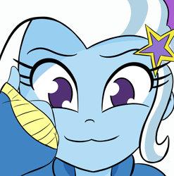 Size: 1505x1524 | Tagged: safe, artist:glim_gg, trixie, human, equestria girls, g4, :3, cute, diatrixes, female, looking at you, smug, solo, thumbs up