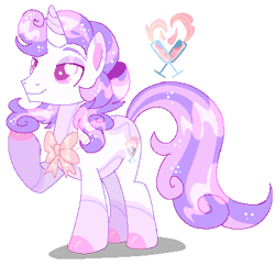 Size: 397x384 | Tagged: safe, artist:shebasoda, oc, oc only, oc:champagne wishes, pony, unicorn, bowtie, closed mouth, coat markings, colored eartips, colored hooves, eyeshadow, horn, lidded eyes, looking up, makeup, male, next generation, offspring, parent:fancypants, parent:fleur-de-lis, parents:fancyfleur, pink eyes, raised hoof, simple background, smiling, socks (coat markings), solo, sparkly mane, sparkly tail, stallion, standing, tail, transparent background, unicorn oc
