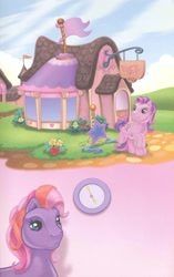 Size: 1680x2680 | Tagged: safe, artist:ken edwards, skywishes, twinkle twirl, earth pony, pony, g3, belle of the ball, clock, duo, female, mare, scan