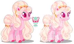 Size: 742x446 | Tagged: safe, artist:shebasoda, oc, oc only, oc:ardour cupid, crystal pony, pony, beauty mark, closed mouth, coat markings, colored eartips, colored eyelashes, colored hooves, colored pupils, crystal pony oc, crystallized, female, girly, hoof polish, looking up, lovecore, mare, pale belly, pink, pink eyes, simple background, smiling, socks (coat markings), sparkly, standing, tail, tail wrap, transparent background