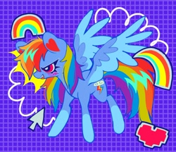 Size: 1198x1033 | Tagged: safe, artist:bunbunbewwii, rainbow dash, pegasus, pony, g4, female, heart, heart ears, mare, mouse cursor, solo, spread wings, wings