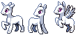 Size: 112x50 | Tagged: safe, artist:bananamantis, oc, oc only, earth pony, pegasus, pony, unicorn, base, flying, icon, male, pixel art, raised hoof, simple background, smiling, spread wings, stallion, standing, transparent background, wings