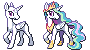 Size: 90x50 | Tagged: safe, artist:bananamantis, princess celestia, oc, alicorn, pony, g4, alicorn oc, base, base used, clothes, crown, ethereal mane, ethereal tail, female, horn, jewelry, mare, peytral, pixel art, raised hoof, regalia, shoes, simple background, smiling, tail, transparent background, wings