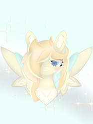 Size: 2472x3297 | Tagged: safe, artist:sodapop sprays, oc, oc only, oc:sonata sprays, angel, pony, bust, chest fluff, commission, ear fluff, high res, looking at you, solo, ych result