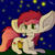 Size: 1500x1500 | Tagged: safe, artist:ilikeluna, roseluck, earth pony, pony, g4, basket, big ears, cute, female, flower, mare, mouth hold, night, rosabetes, signature, solo, starry night