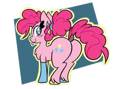 Size: 2388x1668 | Tagged: safe, artist:steelsoul, pinkie pie, earth pony, pony, g4, :p, balloonbutt, blushing, butt, chest fluff, clothes, colored hooves, dock, looking at you, plot, ponytail, simple background, socks, tail, tongue out