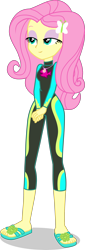 Size: 1360x4009 | Tagged: safe, artist:dustinwatsongkx, fluttershy, human, equestria girls, g4, my little pony equestria girls: better together, clothes, feet, female, fluttershy's wetsuit, geode of fauna, lidded eyes, magical geodes, sandals, simple background, solo, stupid sexy fluttershy, swimsuit, transparent background, vector, wetsuit