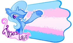 Size: 2048x1201 | Tagged: safe, artist:ponywizards, trixie, pony, unicorn, g4, pride, pride flag, simple background, solo, trans day of visibility, trans trixie, transgender, transgender pride flag, white background