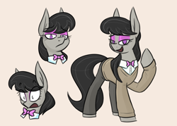 Size: 1986x1421 | Tagged: safe, artist:moonatik, octavia melody, earth pony, pony, g4, bowtie, clothes, collar, eyeshadow, female, makeup, mare, simple background, sketch, solo, sweater