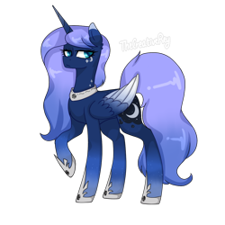 Size: 1000x1000 | Tagged: safe, artist:oniiponii, princess luna, alicorn, pony, g4, colored wings, eyelashes, female, hoof shoes, mare, peytral, raised hoof, s1 luna, simple background, solo, transparent background, two toned wings, wings