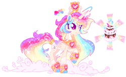 Size: 896x548 | Tagged: safe, artist:shebasoda, oc, oc only, oc:queencess rainbowheart glittercake, alicorn, pony, alicorn oc, blue eyes, bracelet, coat markings, colored ears, colored eyelashes, colored hooves, colored pupils, colored wings, crown, ethereal hair, ethereal mane, ethereal tail, folded wings, gradient horn, gradient legs, gradient mane, gradient tail, gradient wings, grin, horn, jewelry, joke oc, long mane, long tail, looking up, mary sue, multicolored eyes, multicolored hair, pale belly, peytral, pink eyes, rainbow hair, rainbow tail, raised hoof, regalia, simple background, smiling, socks (coat markings), solo, sparkly mane, sparkly tail, standing, tail, tiara, transparent background, wings