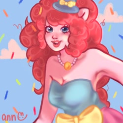 Size: 2048x2048 | Tagged: safe, artist:anndraws, pinkie pie, human, equestria girls, g4, confetti, high res, humanized, signature