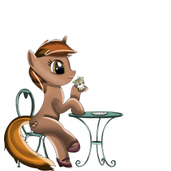 Size: 4000x4000 | Tagged: safe, artist:milimnava031, oc, oc only, oc:elegant latte, pony, unicorn, clothes, coffee, coffee cup, cup, horn, shoes, simple background, solo, transparent background, unicorn oc