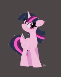 Size: 1620x2048 | Tagged: safe, artist:petaltwinkle, twilight sparkle, alicorn, pony, g4, female, gray background, mare, simple background, solo, sparkles, starry eyes, twilight sparkle (alicorn), wingding eyes