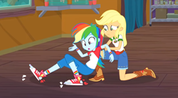 Size: 3980x2204 | Tagged: safe, artist:ewie2002, edit, edited screencap, screencap, applejack, rainbow dash, human, equestria girls, g4, converse, feet, fetish, foot fetish, high res, shoes