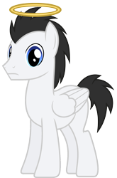 Size: 1280x1938 | Tagged: safe, artist:edy_january, edit, vector edit, oc, oc only, oc:mikhail, pegasus, pony, g4, angel (inverno), base used, halo, instagram, inverno, jewelry, male, parody, reference, ring, simple background, solo, stallion, transparent background, vector, vernalta, youtube