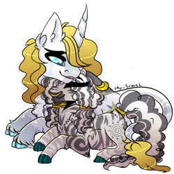 Size: 1000x1000 | Tagged: safe, artist:mr-snack, prince blueblood, zecora, classical unicorn, pony, unicorn, zebra, g4, alternate hairstyle, chest fluff, cloven hooves, cuddling, curved horn, ear fluff, eyebrows, eyebrows visible through hair, eyes closed, female, happy, horn, leonine tail, lying down, male, prone, shipping, simple background, smiling, straight, tail, transparent background, unshorn fetlocks