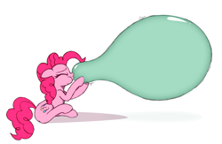 Size: 6369x4150 | Tagged: safe, artist:mizhisha, pinkie pie, earth pony, pony, g4, balloon, blowing up balloons, eyes closed, female, fetish, floppy ears, inflating, mare, puffy cheeks, simple background, solo, that pony sure does love balloons, white background