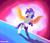 Size: 2267x1935 | Tagged: safe, artist:autumnsfur, oc, oc only, oc:glitter stone, alicorn, earth pony, pony, alicornified, artwork, diamond cutie mark, digital art, dutch angle, earth pony oc, fake horn, fake wings, female, glowing, glowing horn, glowing wings, gray coat, gray fur, hooves, horn, looking away, magic, mare, minimalist, multicolored tail, no eyes, ponysona, purple hair, purple mane, signature, simple background, simplistic art style, standing on two hooves, tail, unshorn fetlocks, wings