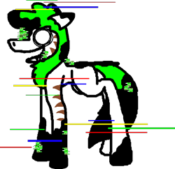 Size: 706x684 | Tagged: safe, artist:wonderwolf51, oc, oc only, oc:bushy twee, corrupted, error, friday night funkin', gift art, glitch, pibby, simple background, solo, transparent background