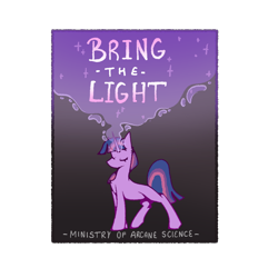 Size: 1000x1000 | Tagged: safe, artist:molars, twilight sparkle, pony, unicorn, fallout equestria, g4, doodle, eyes closed, fanfic art, magic, ministry mares, ministry of arcane sciences, poster, propaganda, solo, unicorn twilight