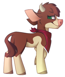 Size: 791x948 | Tagged: safe, artist:da9mar, arizona (tfh), cow, them's fightin' herds, cloven hooves, community related, female, looking back, side view, simple background, smiling, solo, transparent background