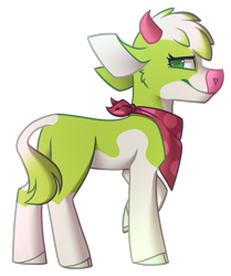 Size: 791x948 | Tagged: safe, alternate version, artist:da9mar, arizona (tfh), cow, them's fightin' herds, alternate color palette, butt, cloven hooves, community related, female, looking back, plot, side view, simple background, smiling, solo, transparent background