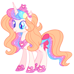 Size: 828x828 | Tagged: safe, artist:shebasoda, oc, oc only, oc:frosting sparkle pie, alicorn, bat pony, bat pony alicorn, pony, :p, alicornified, bat wings, bow, closed mouth, colored eyelashes, colored pupils, colored wings, crown, ear tufts, fangs, folded wings, hoof shoes, horn, jewelry, multicolored wings, peytral, race swap, regalia, simple background, slit pupils, smiling, sparkly mane, sparkly tail, standing, tail, tail bow, teal eyes, tiara, tongue out, transparent background, wings