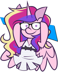 Size: 3424x4232 | Tagged: safe, artist:threetwotwo32232, princess cadance, alicorn, pony, g4, clothes, dress, female, glasses, looking at you, mare, simple background, solo, transparent background