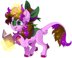 Size: 5959x4784 | Tagged: safe, artist:cutepencilcase, oc, oc only, kirin, absurd resolution, book, bow, colored hooves, commission, cute, hair bow, kirin oc, leonine tail, magic, simple background, smiling, solo, tail, telekinesis, transparent background, unshorn fetlocks