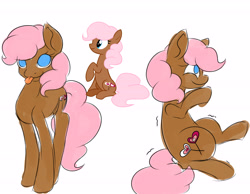 Size: 4500x3500 | Tagged: safe, artist:grace-likes-cake, oc, oc only, oc:sweet tooth, earth pony, pony, female, mare, no pupils, offspring, parent:cheese sandwich, parent:pinkie pie, parents:cheesepie, simple background, solo, tongue out, white background