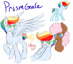 Size: 4000x3500 | Tagged: safe, artist:grace-likes-cake, oc, oc only, oc:prism gale, oc:sweet tooth, earth pony, pegasus, pony, blushing, bust, duo, female, hiding behind wing, mare, name, no pupils, offspring, parent:cheese sandwich, parent:pinkie pie, parent:rainbow dash, parent:soarin', parents:cheesepie, parents:soarindash, simple background, smiling, smirk, spread wings, white background, wings