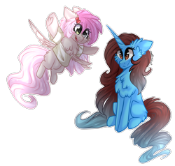 Size: 4000x3800 | Tagged: safe, artist:krissstudios, oc, oc only, oc:pandita, pegasus, pony, unicorn, cheek fluff, chest fluff, clothes, ear fluff, female, mare, shirt, simple background, transparent background