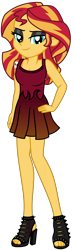 Size: 2712x9198 | Tagged: safe, artist:emeraldblast63, sunset shimmer, human, equestria girls, g4, bare shoulders, breasts, cleavage, clothes, dress, eyeshadow, human sunset, legs, makeup, open-toed shoes, shoes, simple background, sleeveless, solo, tattoo, toes, transparent background