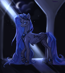 Size: 2600x2900 | Tagged: safe, artist:mariya1otter, princess luna, alicorn, pony, g4, crescent moon, female, high res, mare, moon, night, solo