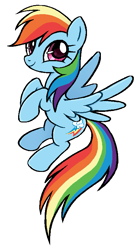 Size: 447x829 | Tagged: safe, artist:muffinz, rainbow dash, pegasus, pony, unicorn, g4, cute, dashabetes, happy, pixel-crisp art, simple background, smiling, solo, white background